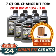 Fits: 2010 BMW 135i 3.0L 6,000 Mile Synthetic Oil & Filter Kit (0W-30)