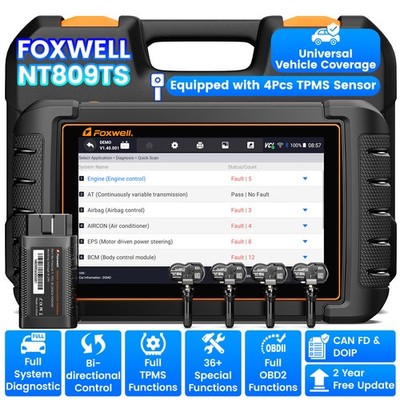 FOXWELL NT809 TS OBD2 Scanner Bidirectional TPMS Programming Car Diagnostic Tool