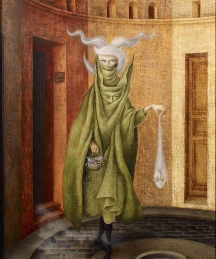 Pintura al óleo sobre lienzo firmada por Remedios Varo 16x24 en surrealismo. Foto 2 de 3