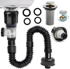 Bathroom Sink Drain Kit Black,That Can Be Used with or Without