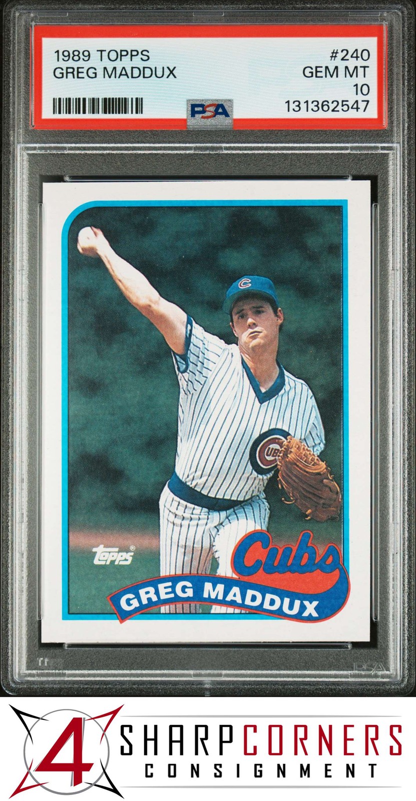 1989 TOPPS #240 GREG MADDUX CUBS HOF PSA 10
