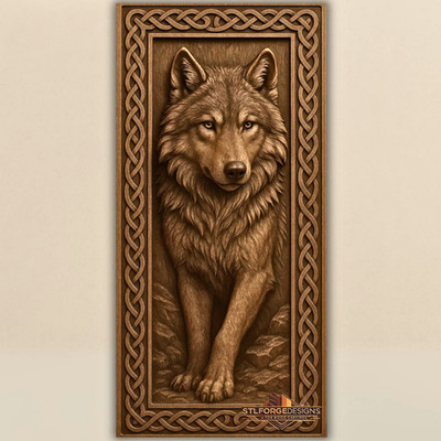 Wolf STL File for CNC Router   3D Relief Carving Model