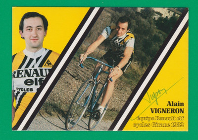 CYCLING cycling card ALAIN VIGNERON team Renault ELF 1982 signed