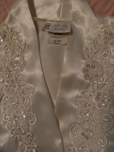 Vintage California Dynasty White Satin Sequins Bridal Nightgown Peignoir Set M/L - Picture 12 of 14
