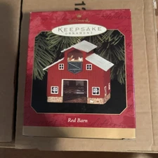 NIB Hallmark Keepsake Ornament Red Barn Farm Chickens Horses Farmhouse 1999