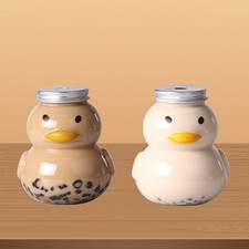500ml Transparent Bottles Cute Duck Shape Disposable Drink Containers DIY Making