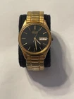 Seiko Quartz 7N43-8A39 Day Date Gold Tone 35mm Mens Watch Need Battery Runs
