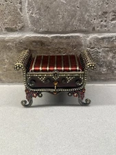 Small Metal Enamel Elaborate Trinket Box
