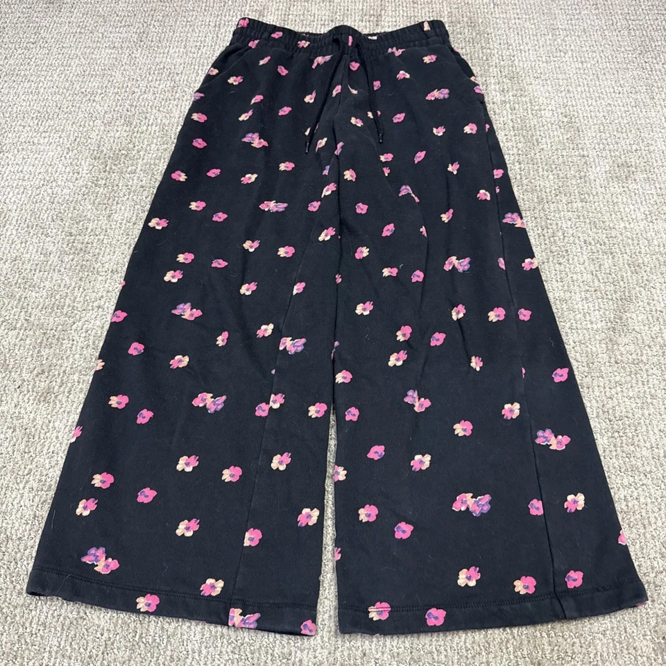 Rebecca Taylor Sweatpants Black Pink Floral Elastic Waist Women’s Size Medium - Image 4 of 4