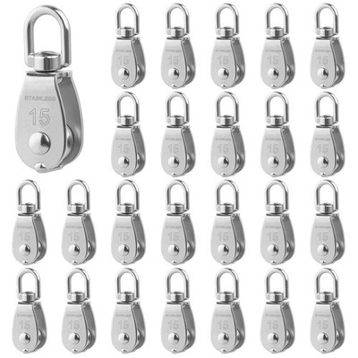 Rocaris 25 Pack M15 Lifting Single Pulley Block 304 Stainless Steel Crane Swi...