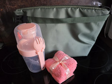 Salad Cup Set with Microfiber Towel and Insulated Thermal Bag (500ml + 300ml) wi