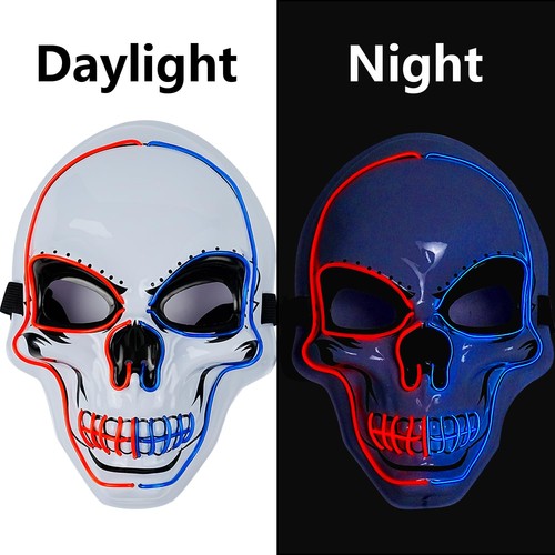 Halloween Mask LED Light up Costumes Scary Mask for Party Supplies Favor(Blue... - Picture 2 of 4