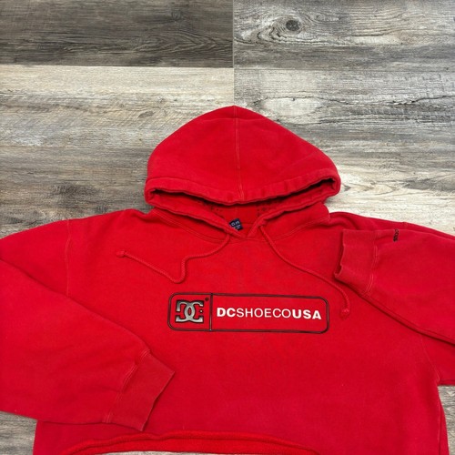 DC Shoe Co USA Red Womens M Cropped 3D Logo Skater Skate Sweatshirt Hoodie Y2K