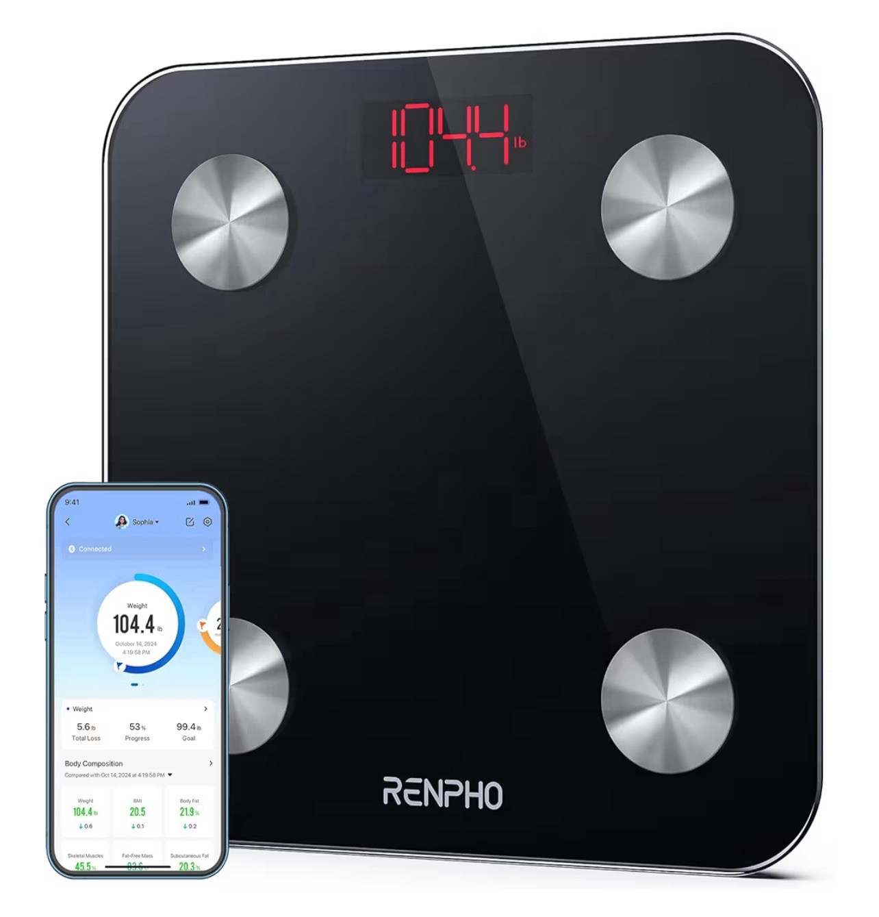 RENPHO Weighing Scales for Body Weight, Smart Bathroom Scales with App,