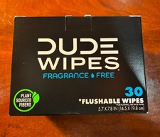 DUDE Wipes - On-The-Go Flushable 2 Pack, 30 Count each Fragrance Free Pack of 2