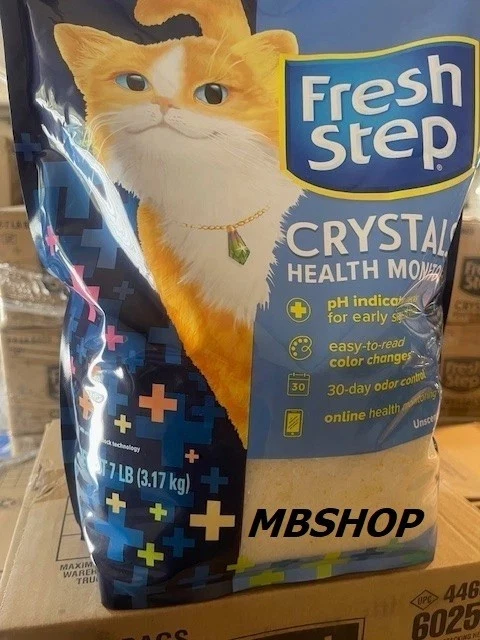 4 sacos Fresh Step Crystals monitor de saúde areia de gato sem perfume 7 lb cada 28 total - Imagem 3 de 4