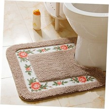 Luxurious Soft Floral Non-Slip Toilet Contour Rug, Contour Bath Rug, Soft
