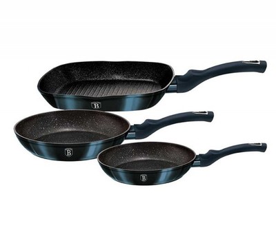 3er-Set Granitpfannen 20/24/28cm Berlinger Haus BH-6140 Aquamarin