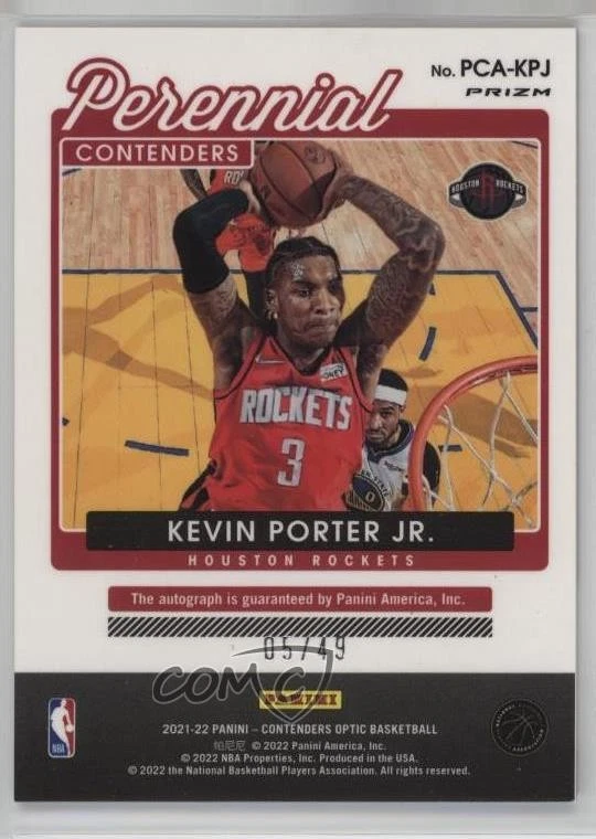 2021-22 Panini Contenders Optic Perennial Blue Prizm /49 Kevin Porter Jr Auto - Image 2 of 2