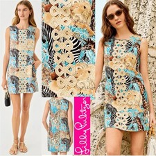 NWT $228 Lilly Pulitzer Edita Shift Dress 16 Breezy Aqua Lillys Zoo Engineered