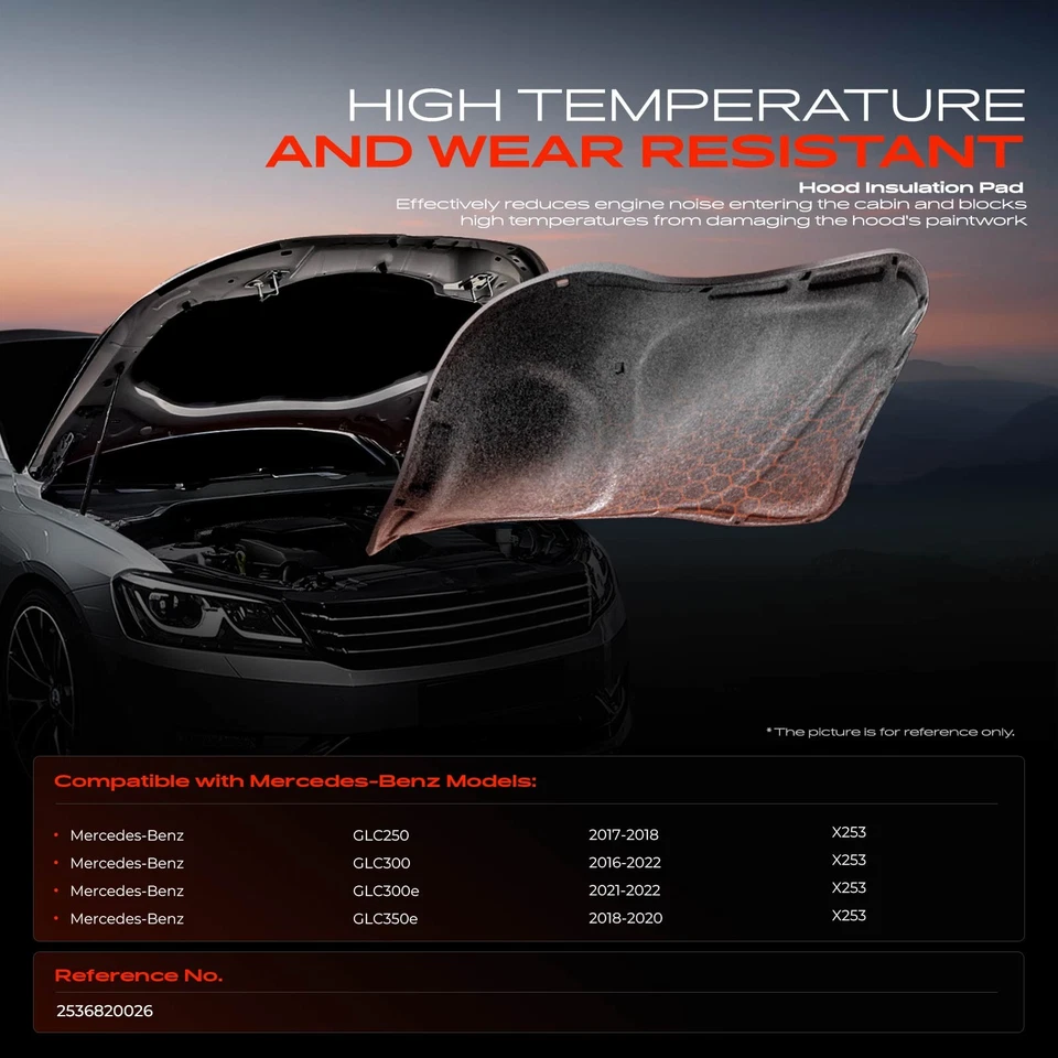 Almohadilla de panel de aislamiento del capó del motor para Mercedes-Benz X253 GLC250 GLC300 GLC300e Foto 2 de 4