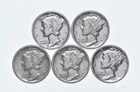 High Grade Lot 1935 1937 1937 1937 1937 Mercury Dime Collection *906