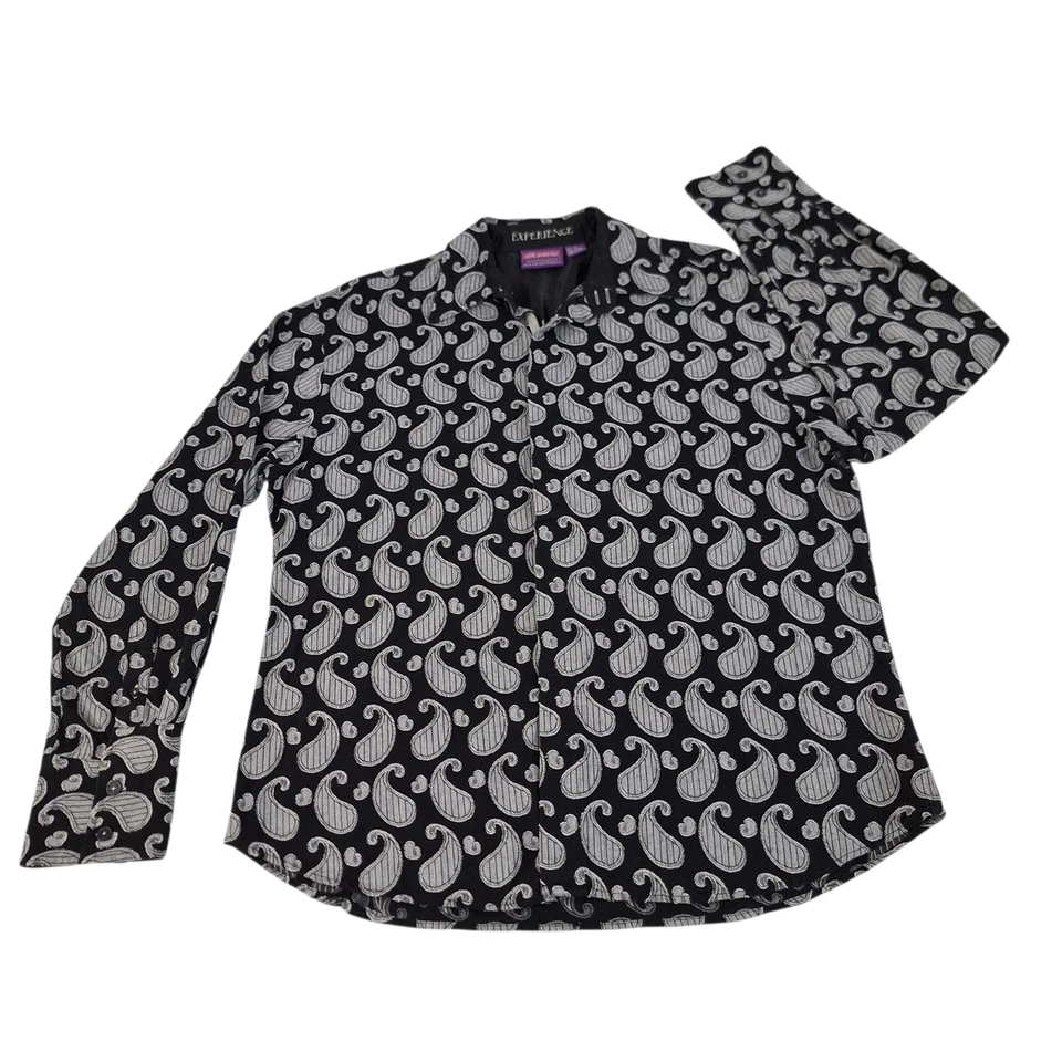 Jimi Hendrix Experience Button Shirt Mens XL Black Textured Paisley Rock Roll Re - Image 2 of 4