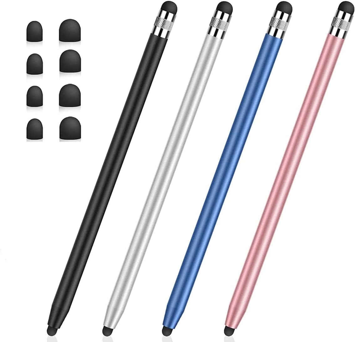 4-Pack Stylus Pens for Touch Screens in Black Silver Blue Rose Gold-image