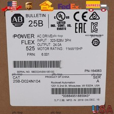 2022 Allen Bradley 25B-D024N104 /A Powerflex 525 AC Drive 15HP Surplus SEALED