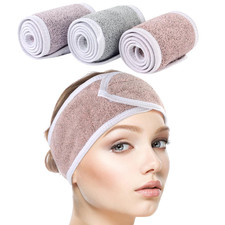 Spa Headband for Women 3 Counts Ultra Soft Adjustable Makeup Hair Band with Magi