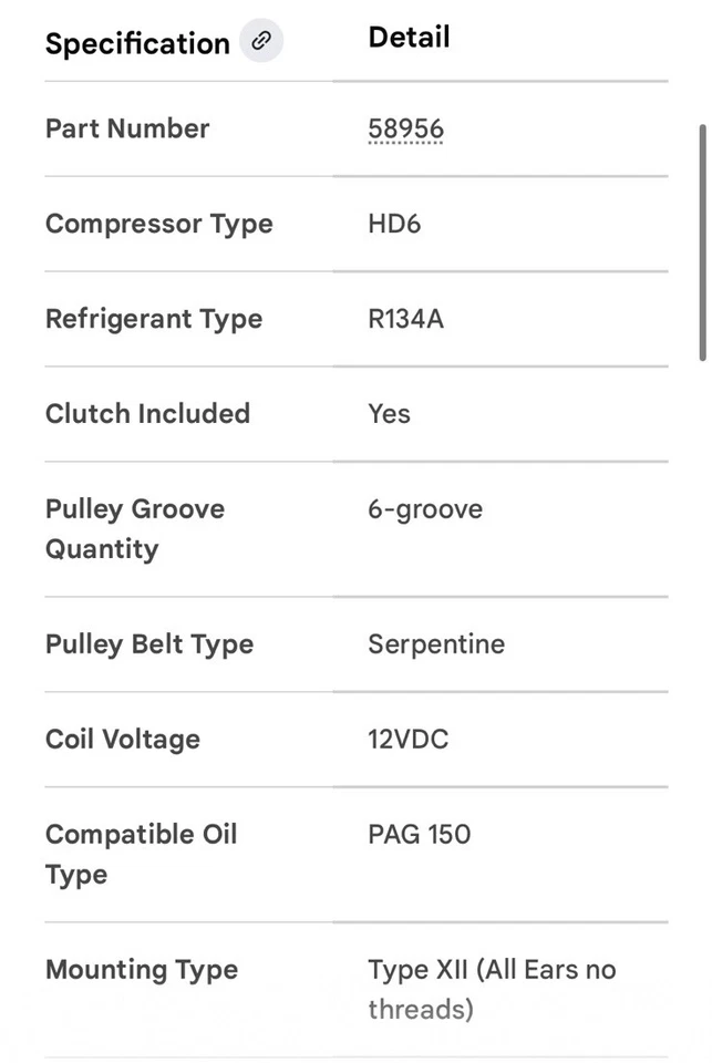 58956 4 季四季空调交流压缩机适用于 De Ville 带离合器 Eldorado — 第 4/4 张图片
