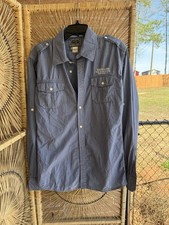 Scotch Soda Shirt Men's M Long Sleeve Button Up Shirt Blue Utility Pockets