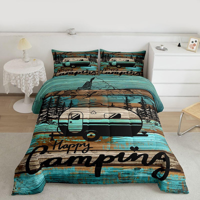 Feelyou Happy Camping Bedding Sets Rustic Camper Comforter Set For Boys Kids