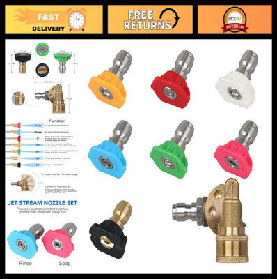 #ad Pressure Washer Quick Connect Coupler Kit 7 Nozzle Tips amp; Pivot Adapter 4500 P $33.24