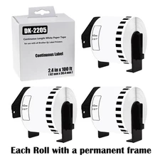 3 Rolls 62mmx30.48m Continuous Paper Tape DK-2205 for Brother QL-720nw Label