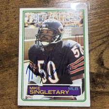 1983 Topps Mike Singletary #38 Autographed Rookie Card ~ Chicago Bears ~ HOF. rookie card picture