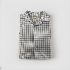 CULTURATA MENS CASUAL BUTTON SHIRT 17.5/44 XL BLUE PATTERN MADE IN ITALY VGC