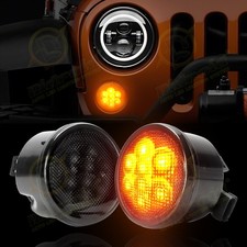 For Jeep Wrangler Jk 2007-2017 Pair Led Turn Signal Light Smoked Lens Amber For Jeep Wrangler Jk 2007-2017 Pair Led Turn Signal Light Smoked Lens Amber