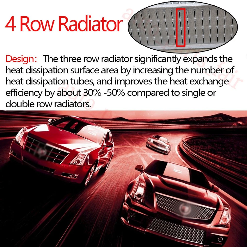 4 Row Radiator Fits 68-77 Chevy El Camino 71-90 Caprice C10 C20 71-79 Impala 161 Foto 3 de 4