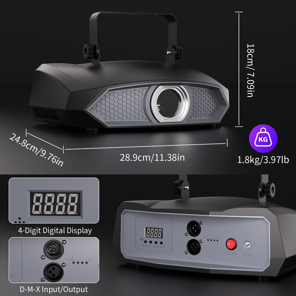 RGB 3D Animation Laser Light Projector APP DIY Text Pattern Party Stage ...