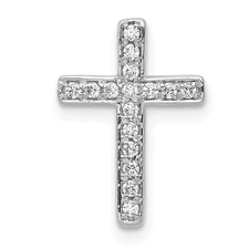 14k White Gold 1/6ct. Diamond Latin Cross Chain Slide