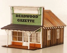 DEADWOOD GAZETTE HO HOn3 Model Railroad Structure Unptd Wood Laser Kit RSL2036