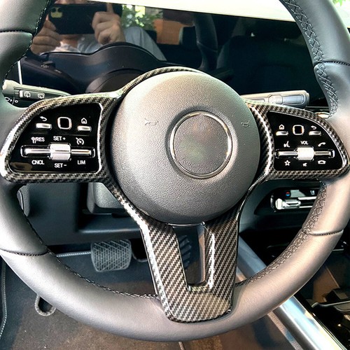 Carbon Fiber Steering Wheel Trim Button Cover For Benz C-Class C300 2019-2023 - Picture 6 of 9