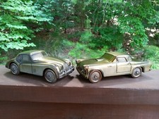 2 Banthrico Chicago Bronze Car Coin Banks. 1955 Jaguar  1955 T-Bird