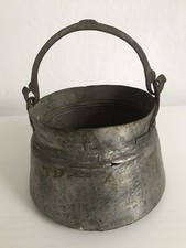 Pentola in metallo caldaia con manico vintage antica diametro 20 cm altezza 13 cm decorazione