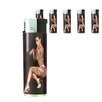 Tattoo Pin Up Girls D31 Lighters Set of 5 Electronic Refillable Butane 