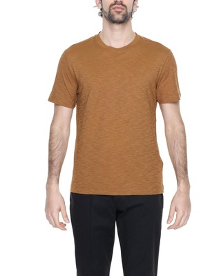 Liu Jo Crew Neck TShirt Textured Style Men Brown Shirts