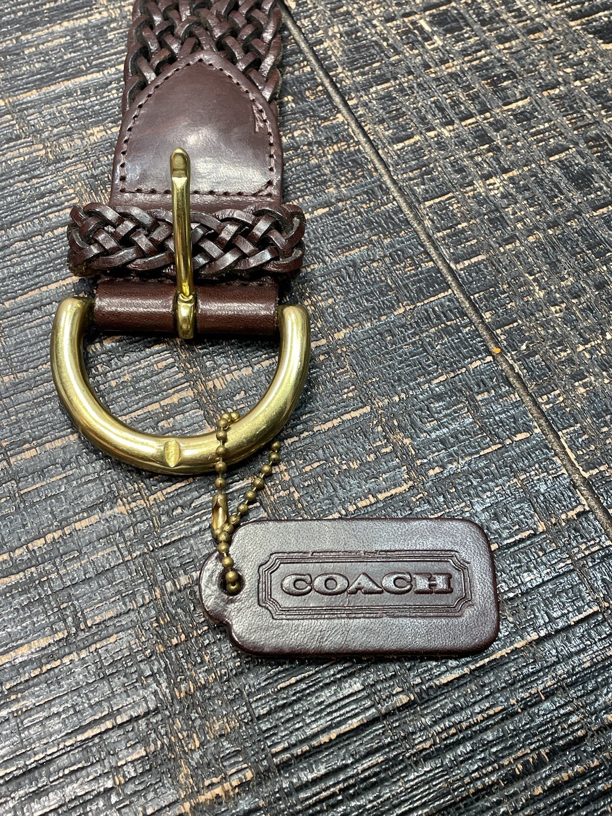 Genuine vintage COACH brown leather braided belt siz… Gem