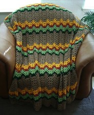 NEW HAND CROCHET SHADES OF FALL MULTI COLOR AFGHAN LAP BLANKET THROW