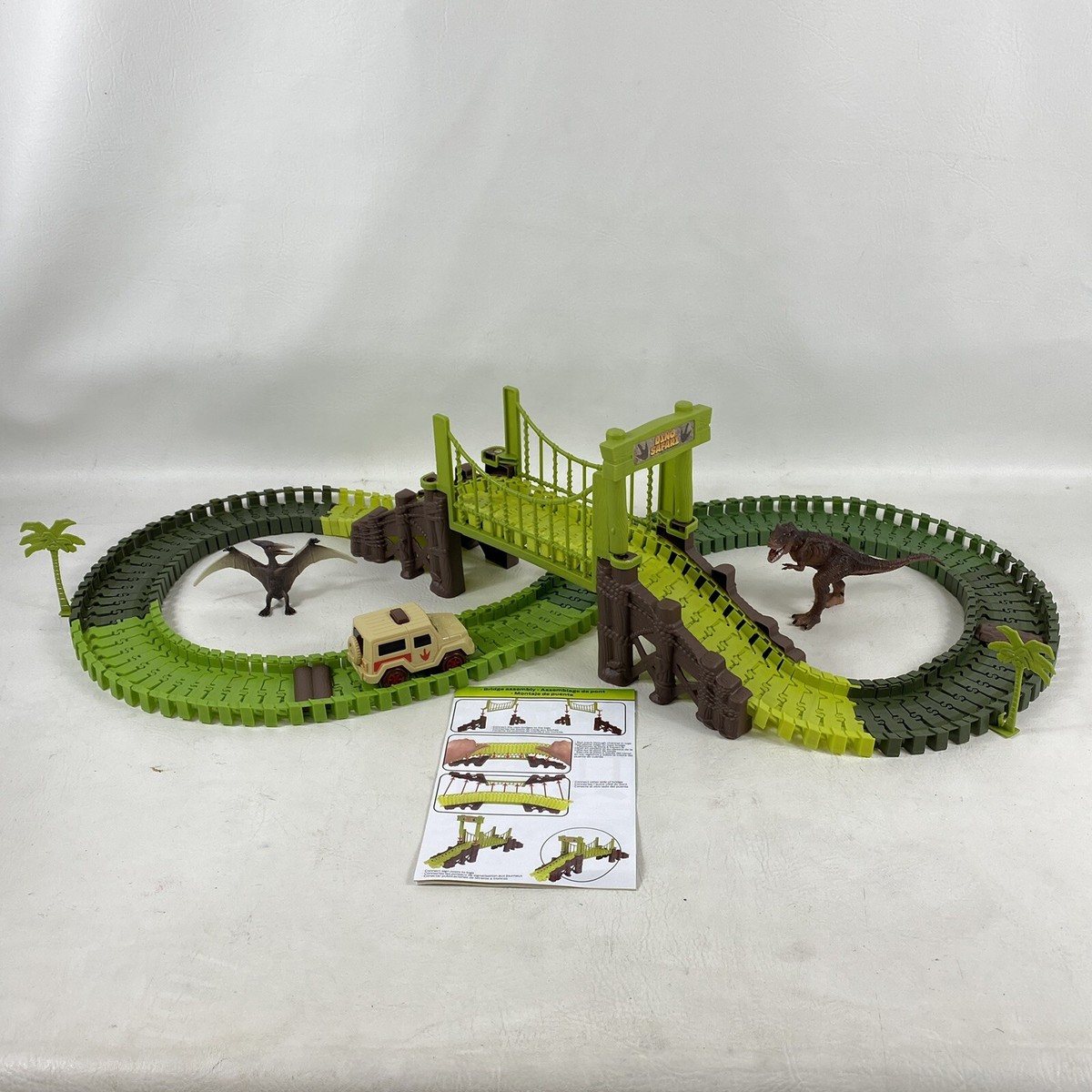 Dino Safari Create a Road Dinosaur Flexible Track Playset w Jeep and  Dinosaurs